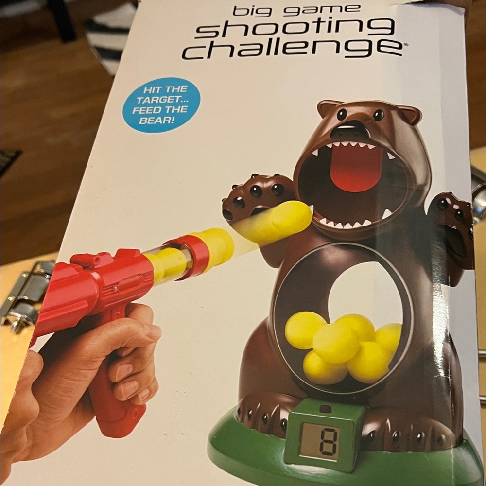 Shooting Challenge Bear Toy with Red and Brown Colors